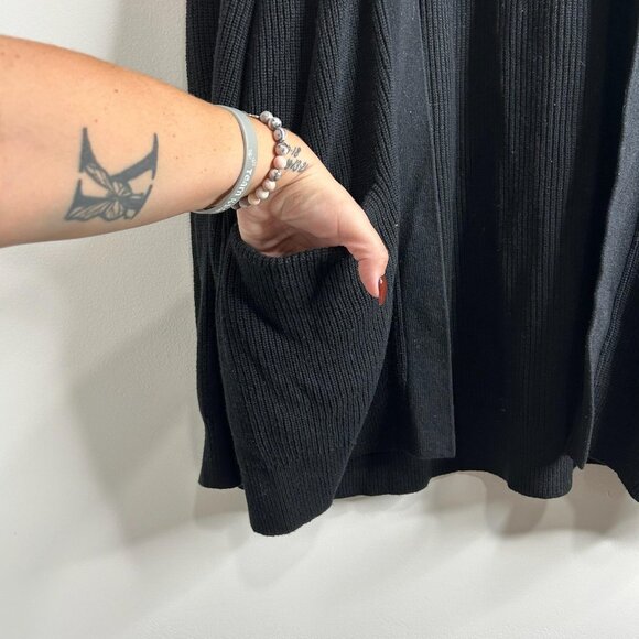 Wilfred Free Aritzia Sweater Womens L Black Wool Chunky Open Cardigan Ribbed - Picture 4 of 10